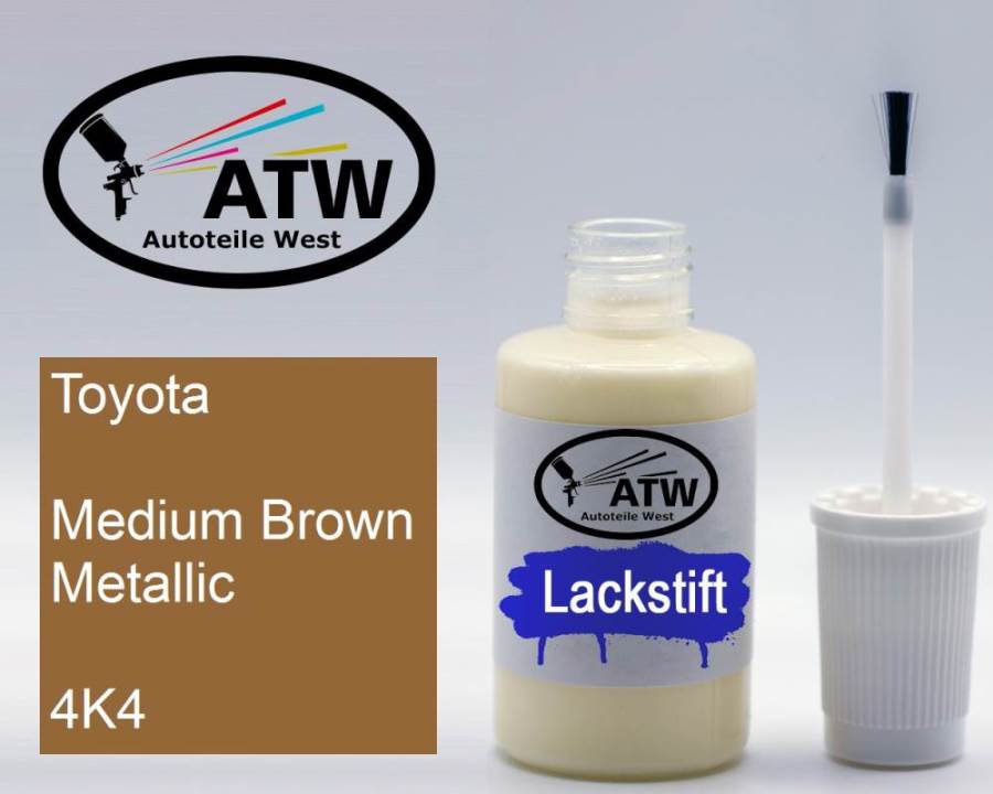 Toyota, Medium Brown Metallic, 4K4: 20ml Lackstift, von ATW Autoteile West.